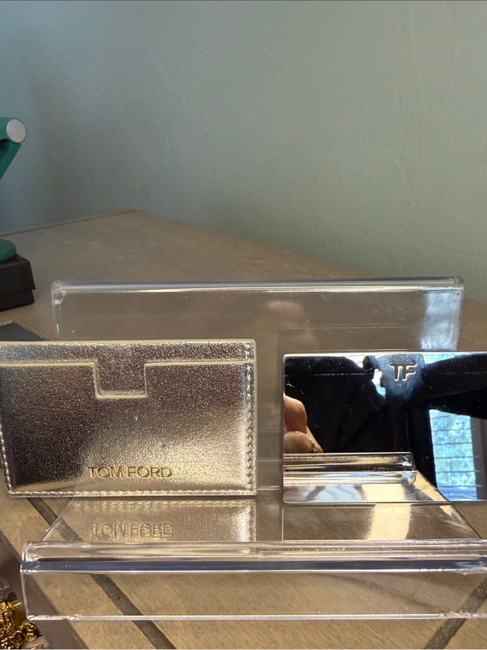 Tom Ford Metallic Silver Card Holder with Matching Mirror